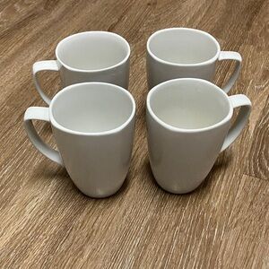 4 Corelle White Square Mugs Set porcelain